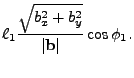 $\displaystyle \ell_1 \frac{\sqrt{b_x^2+b_y^2}}{\vert{\bf b}\vert} \cos \phi_1.$