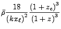 $\displaystyle \bar{\rho}{18\over\left(kx_\ell\right)^2}
{\left(1+z_c\right)^3\over\left(1+z\right)^3}$